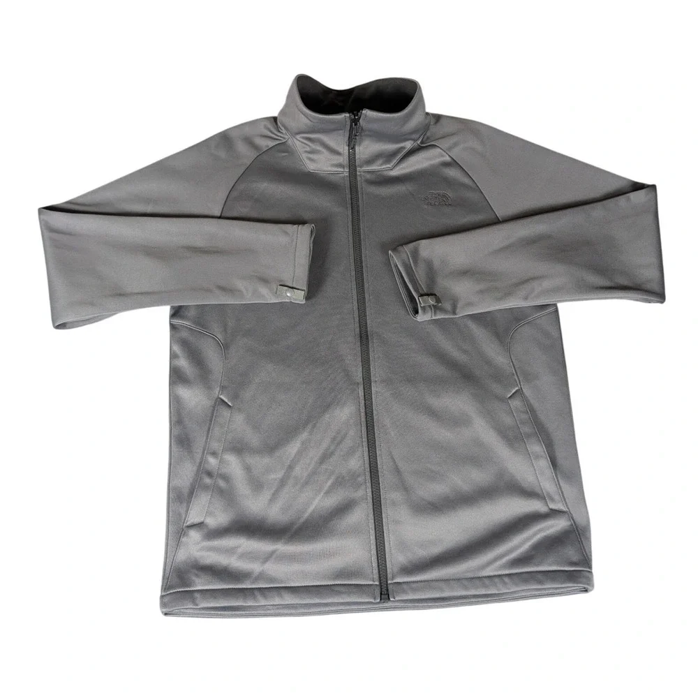 The North Face Mens Full Zip Fleece Jacket Grey Mock Neck Raglan Sleeve M